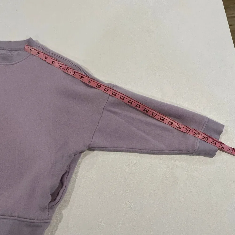 Madewell MWL Lavender Cropped Sweatshirt Small Organic Cotton Boxy Pullover